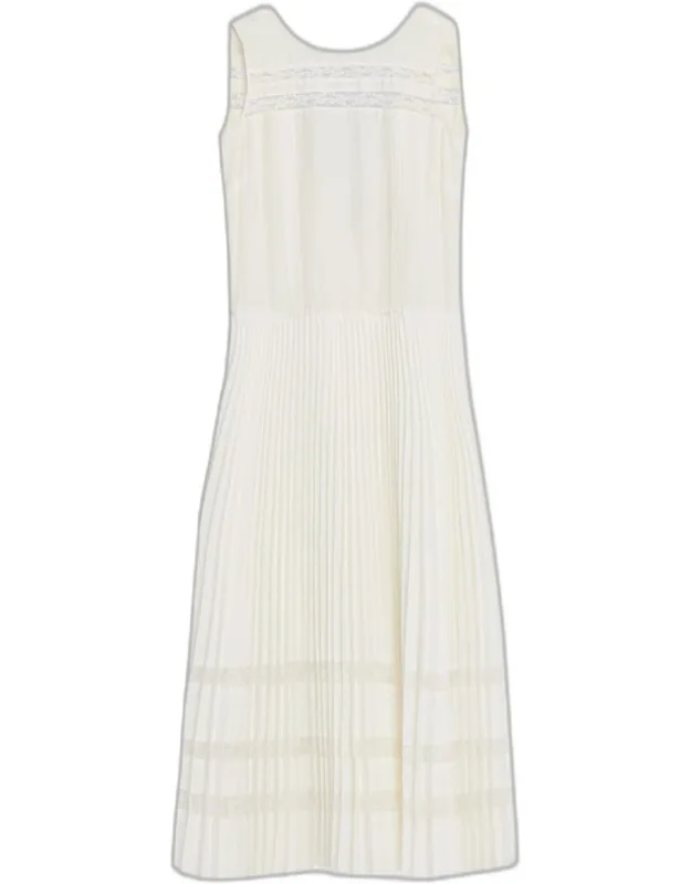 Pleated A-line Midi Dress