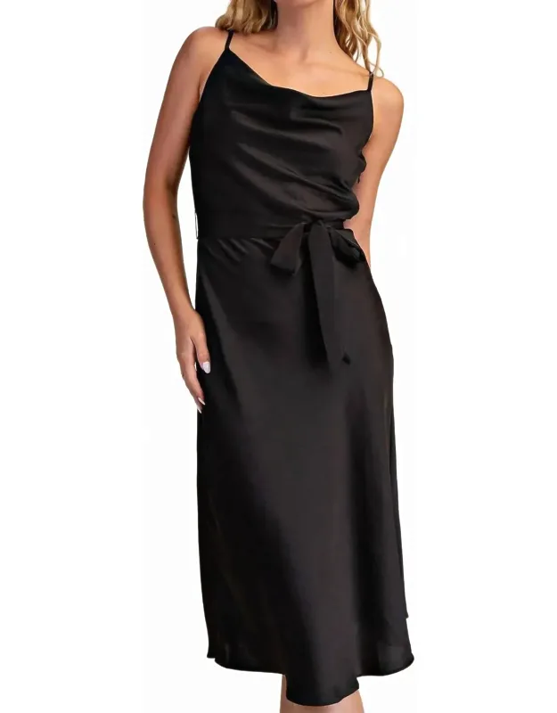Draped Neck Midi Dress