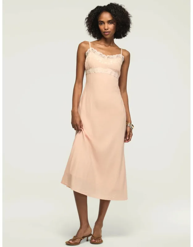 Lace Trim Midi Dress