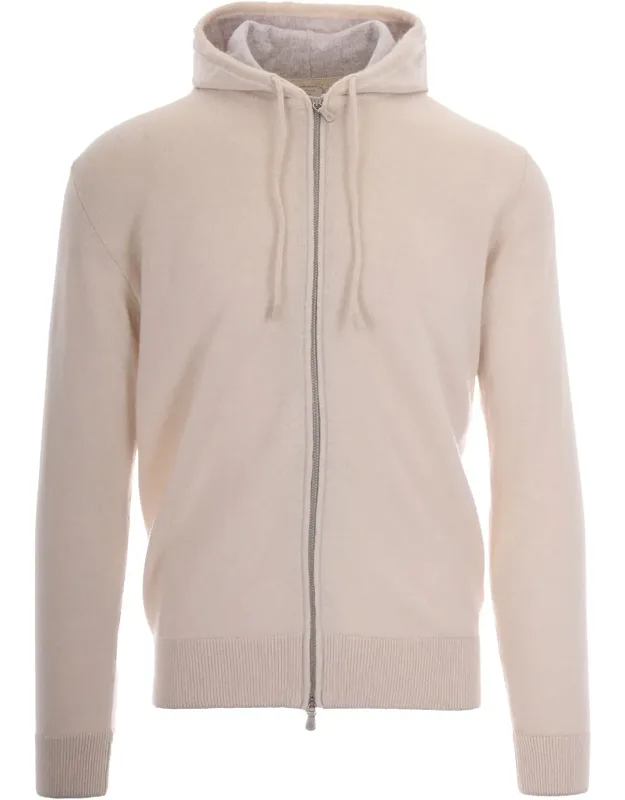 Full Zip Drawstring Cashmere Hoodie