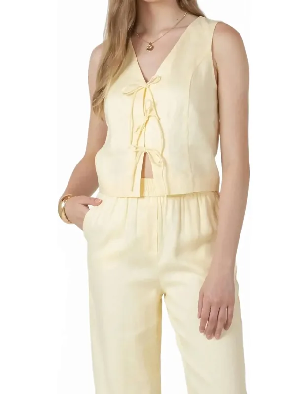 Linen Tie Front Top