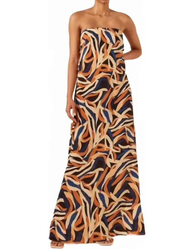 Palma Silk Strapless Column Maxi Dress