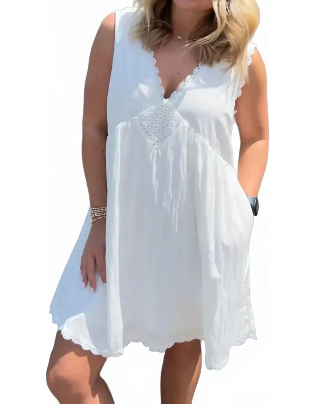 Scalloped Lace Trim Detail Babydoll Mini Dress