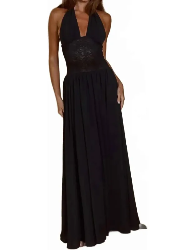 Plunge Halter Maxi Dress