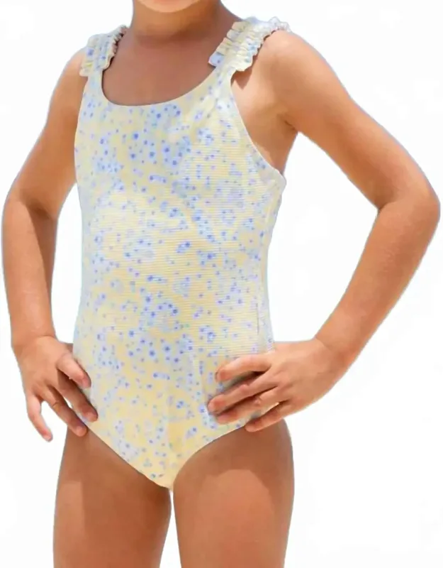 Butter Blooms One Shoulder Ribbed One-piece Swimsuit