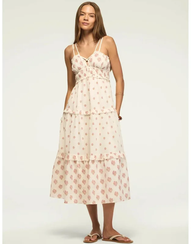 Strappy Print Mix Maxi Dress