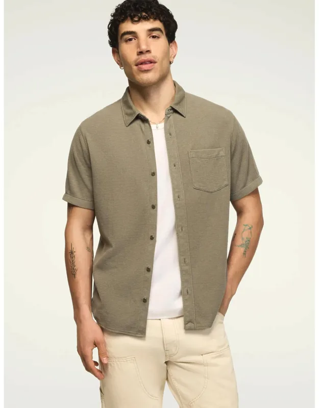 Textured Button Thru Knit Shirt