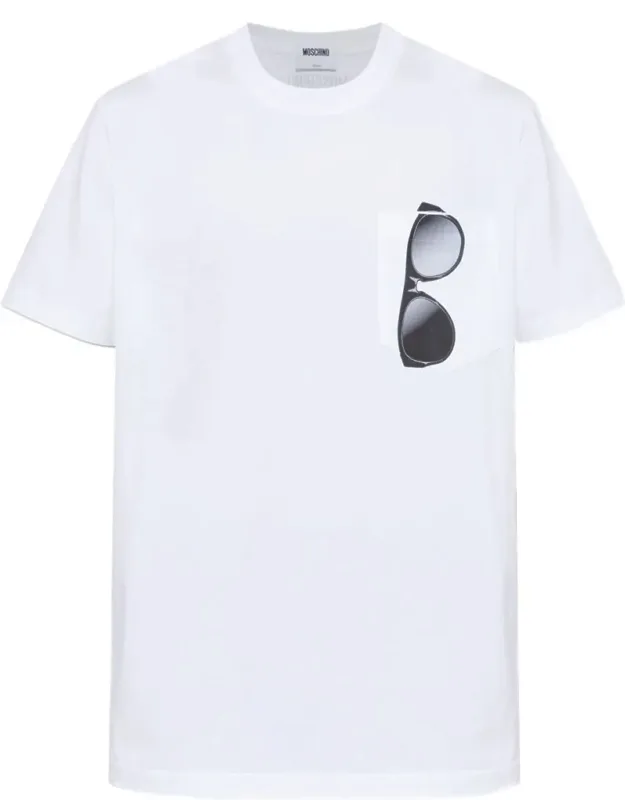 Short-sleeve T-shirt With Sunglasses Print And Pocket