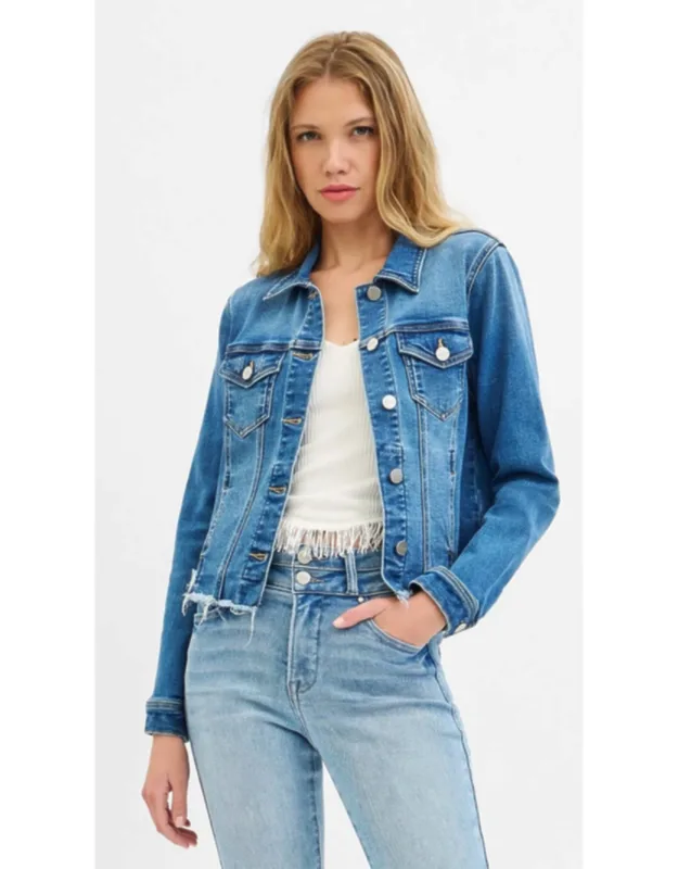 Irregular Frayed Hem Jean Jacket