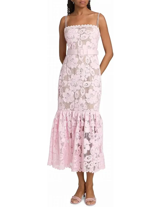 Tie-waist Crochet Midi Dress