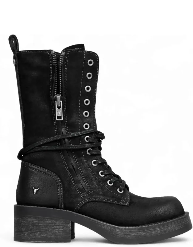 Suede Combat Boots