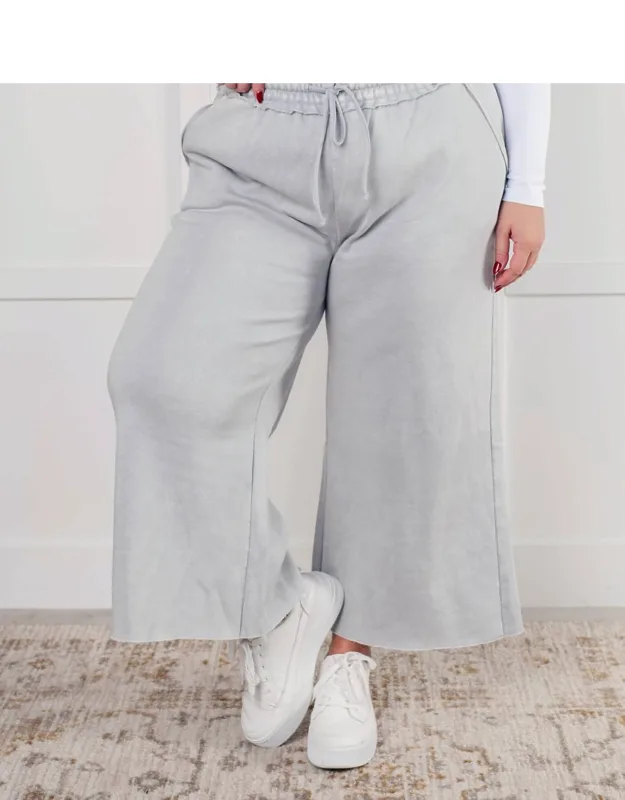 Wide Leg Mineral Wash Cropped Pants