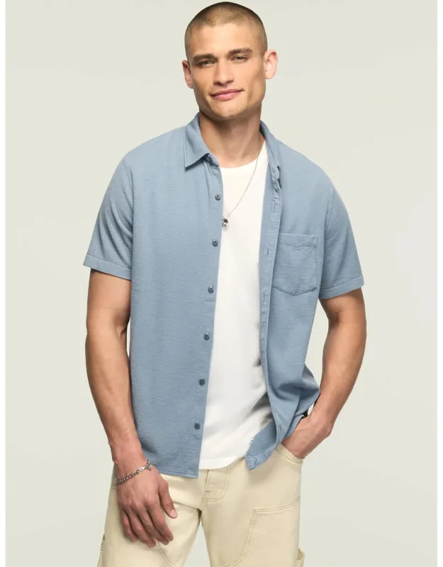 Textured Button Thru Knit Shirt