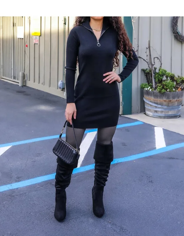 Perfect Long Sleeve Mock Neck Sweater Dress