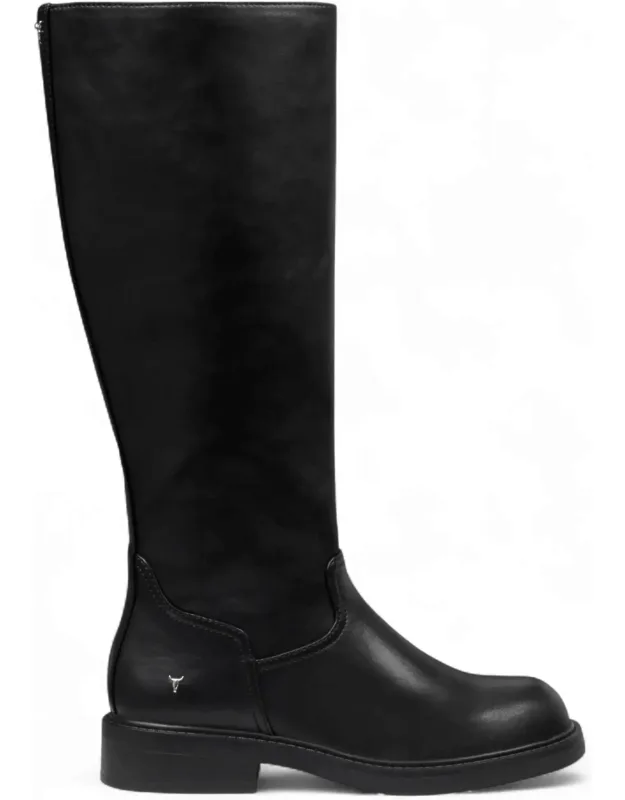 Faux Leather Knee High Boots