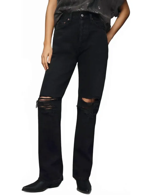 Pinch Distress High-rise Straight-leg Jeans