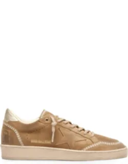 Distressed Leather Sneakers With Stitched Star Detail