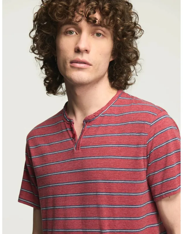 Striped Venice Burnout Notch Neck Tee
