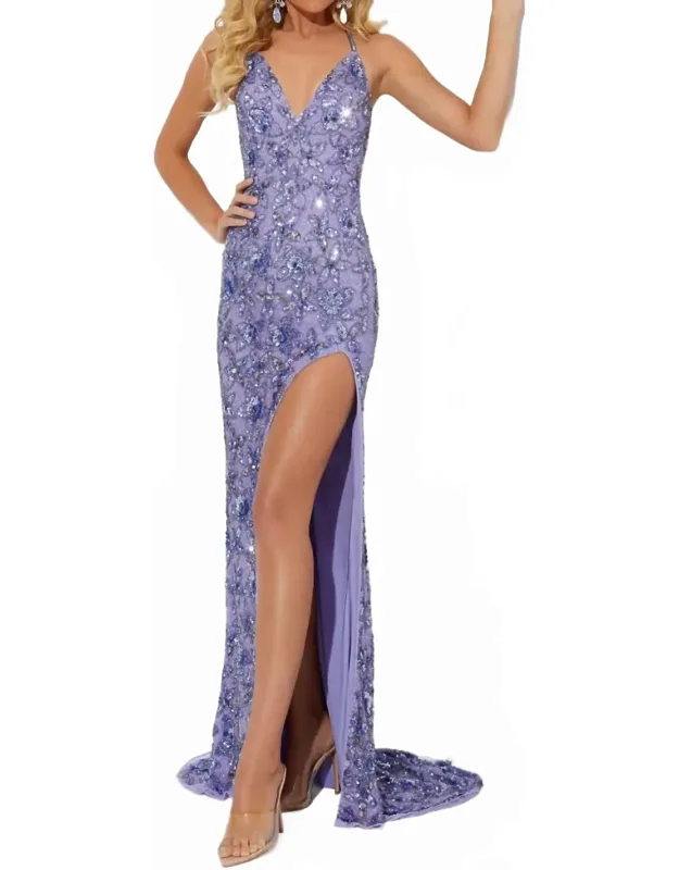Floral Sequin Prom Dress