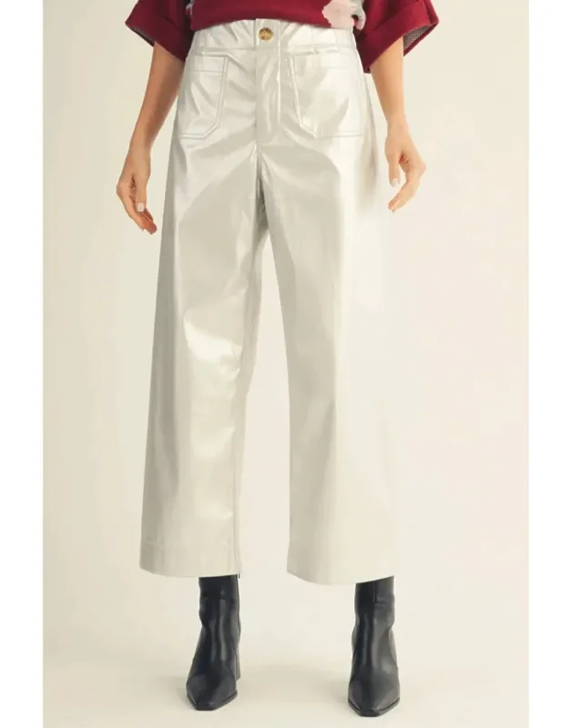 Wide Leg Faux Leather Pants
