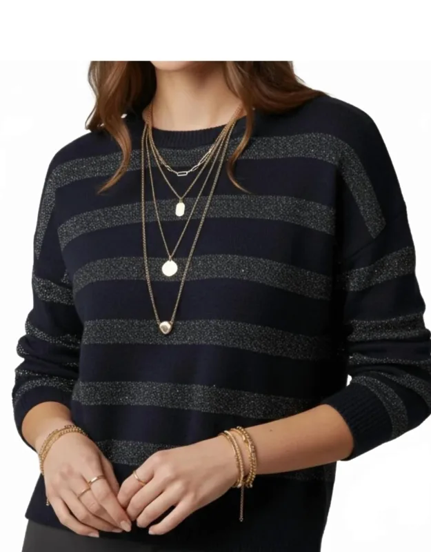 Striped Knit Sweater With Sequin
