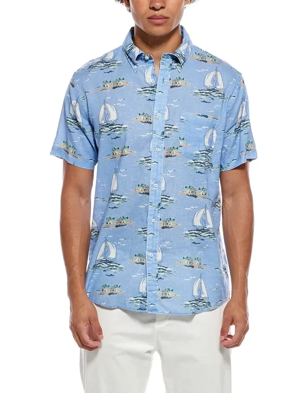 Linen-blend Print Shirt