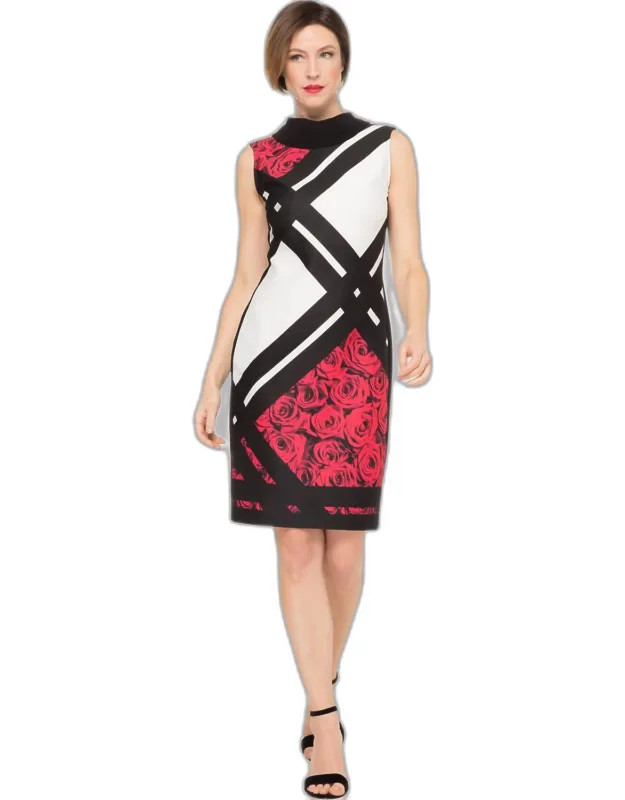 Rose And Grid Print Dress