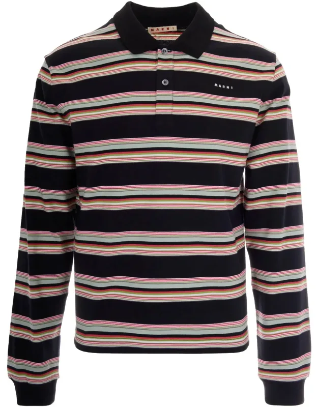 Striped Long-sleeve Polo Shirt