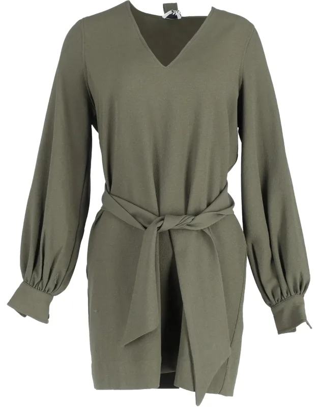 Tie-neck Crepe Mini Dress