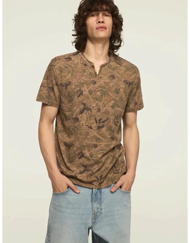 Venice Burnout Field Camo Notch Neck Tee
