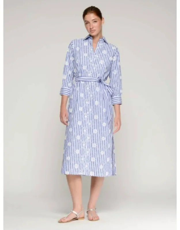 Shirt Dress With Flower Embroidery