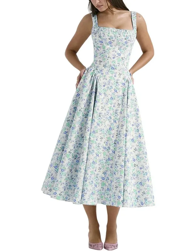 Midi Dress - Approximately 48.8in From Shoulder To Hem, 100% Polyester