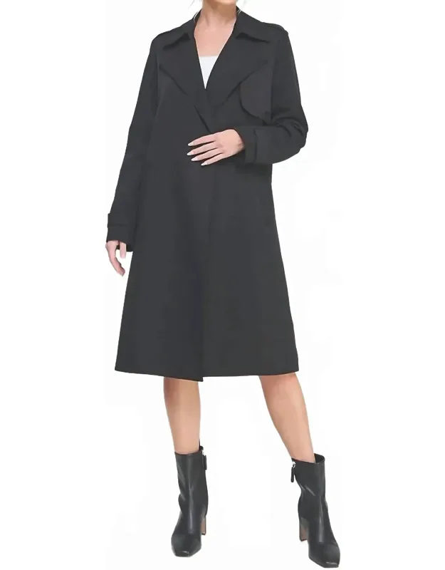 Long Sleeve Tie Waist Trench Coat