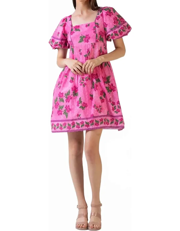 Jane Mini Dress With Puff Sleeves And Pintuck Detailing