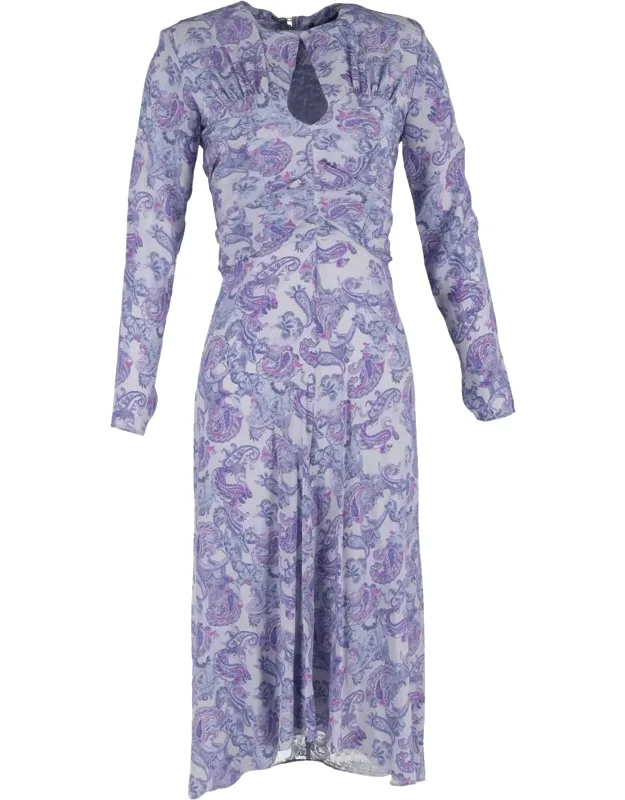 Telima Cutout Ruched Paisley-print Crepe Dress