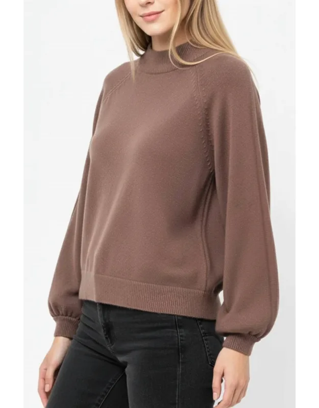 Relaxed Style Jumper Sweater With Balloon Sleeves