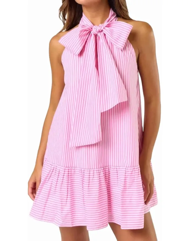 Front Bow Sleeveless Mini Dress