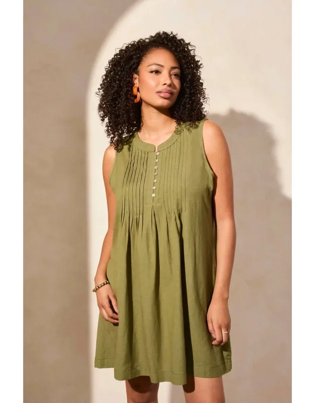 Pleated Sleeveless Mini Dress