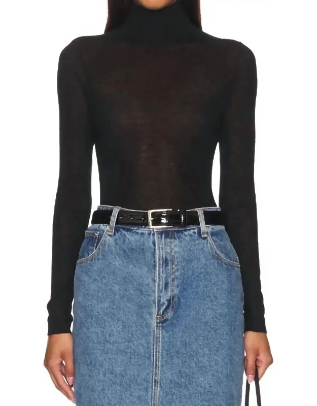 Second Skin Sheer Mock Neck Sweater