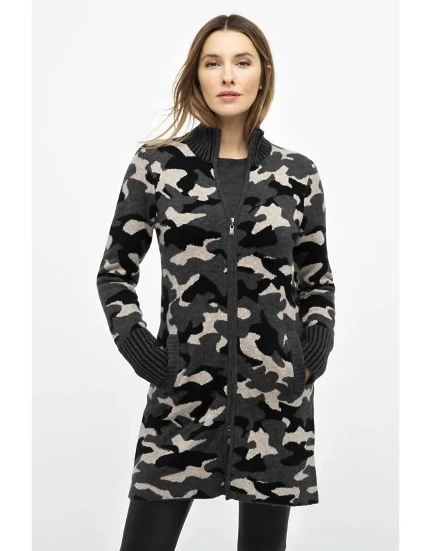 Camo Zip Cardigan