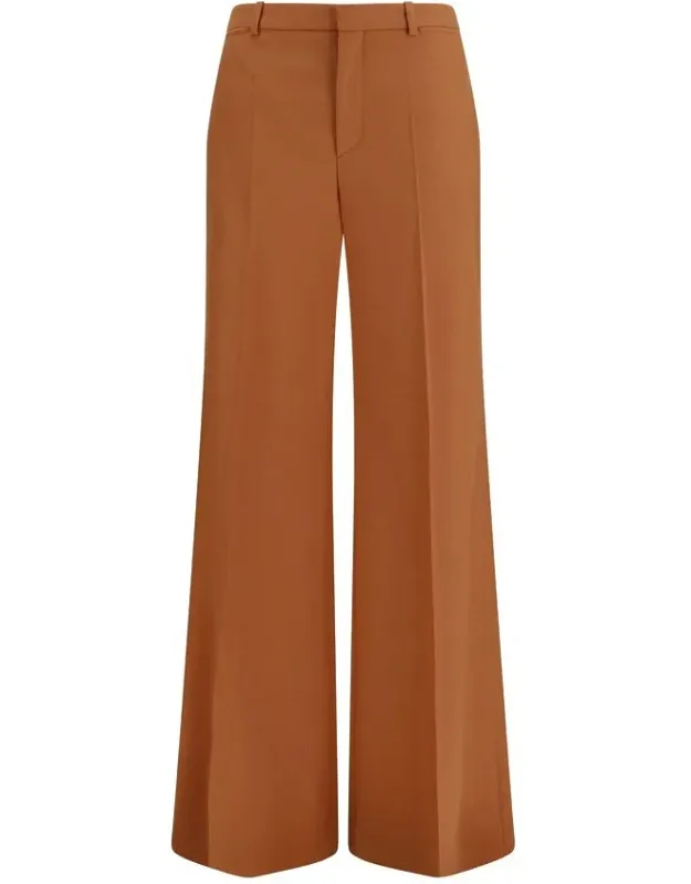 Orange Cotton Flared Pants