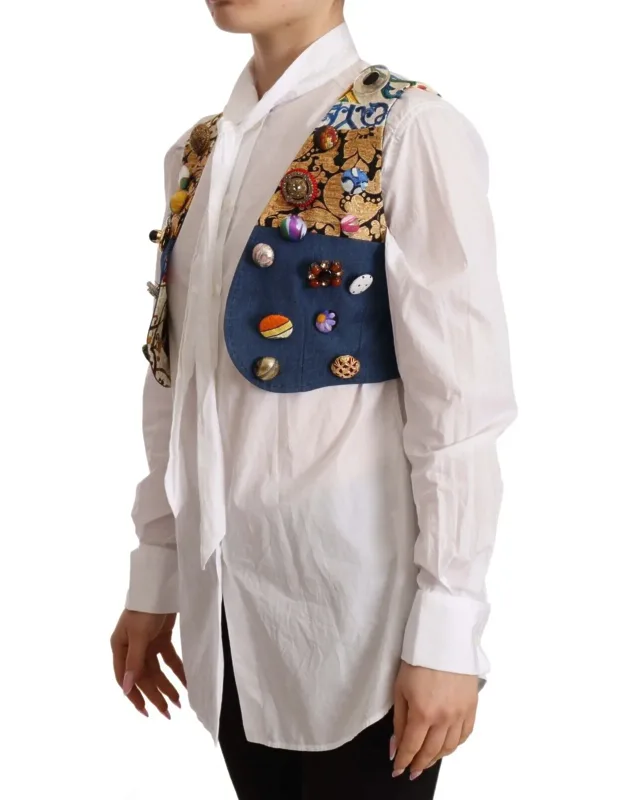 Embellished Waistcoat Cotton Top