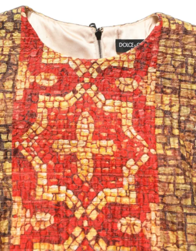 Multicolor Mosaic Long Sleeve Mini Dress