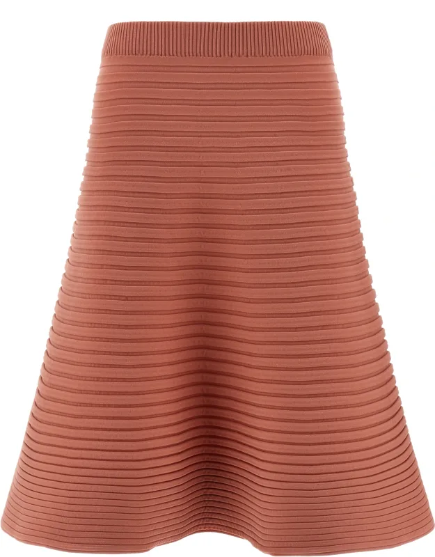 Multicolor Polyester Midi Skirt