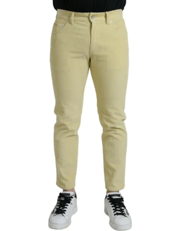 Corduroy Logo Plaque Skinny Denim Jeans