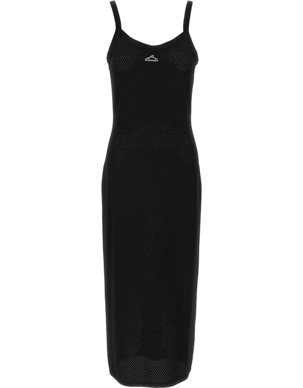 T By Alexander Wang Openwork Mesh Dress With 3d Logo And Petticoat