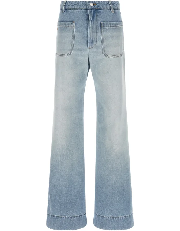 Victoria Beckham Flared Jeans - Light Blue, 100% Cotton