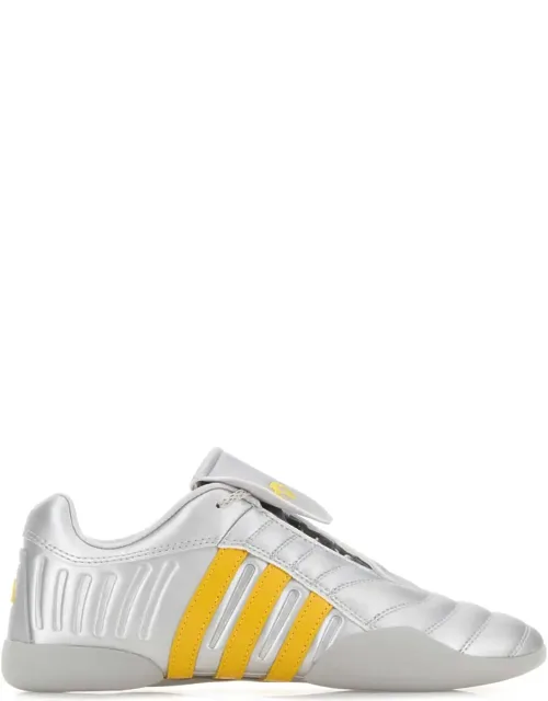 Silver Synthetic Leather Sneakers