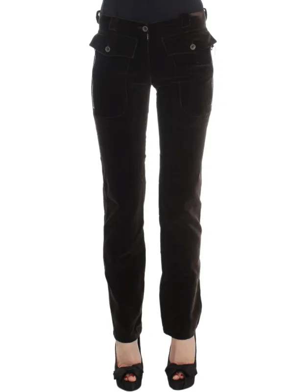 Cotton Velvet Zipper Slim Fit Pants