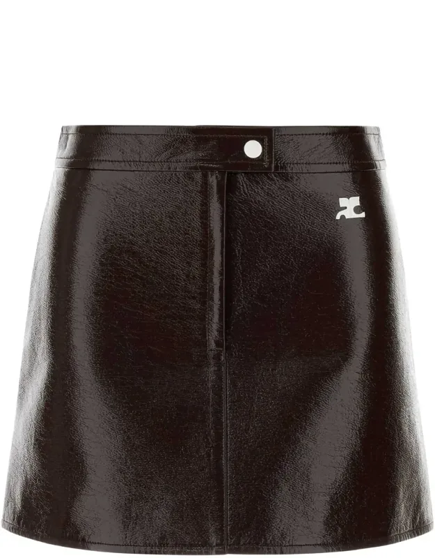 Chocolate Vinyl Mini Skirt